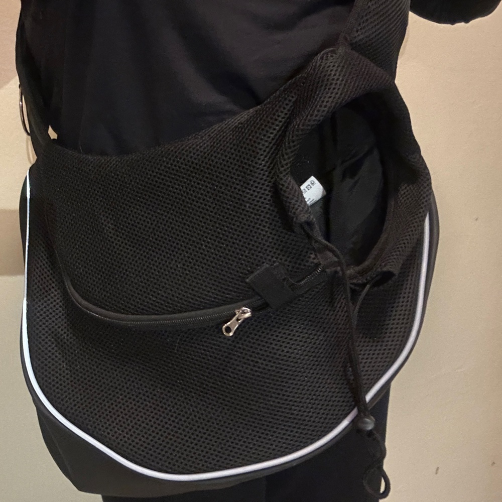 Black Mesh dog sling carrier up to 15 lbs!